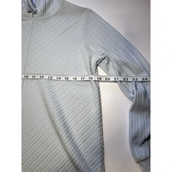 Nine West Ribbed Diagonal Knit Hoodie Women's Size M Pullover Casual‎ Athleisure - Picture 7 of 8